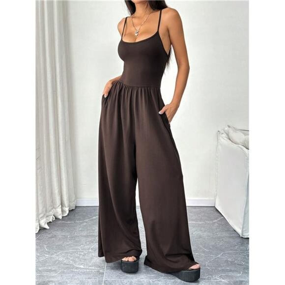 Sexy Spaghetti Strap Wide Leg Jumpsuit - Picture 4 of 6